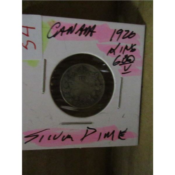1920 CANADA KING GEORGE V SILVER DIME