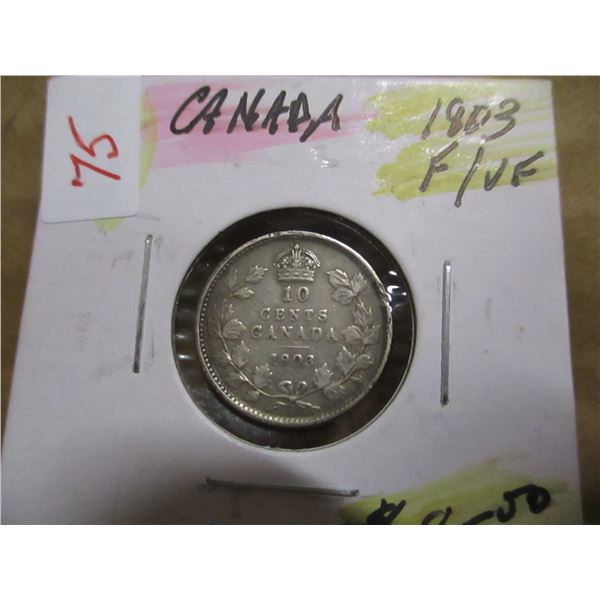 1930 F/VF KING EDWARD VII CANADA SILVER DIME