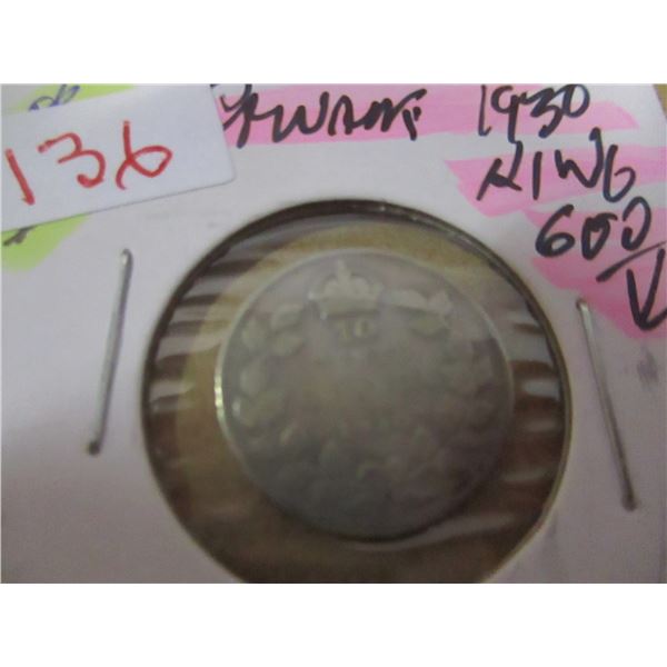1930 KING GEORGE V CANADA SILVER DIME