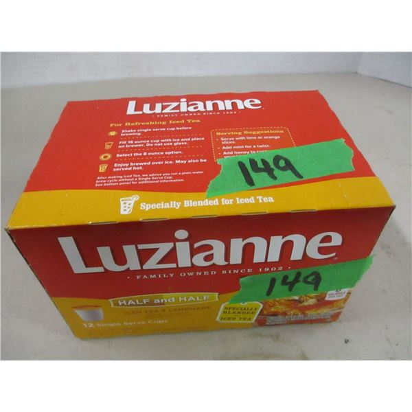 SHELF PULLS (AS IS):  LUZIANNE ICED TEA & LEMONADE HALF & HALF (12 K-CUPS) - BOX