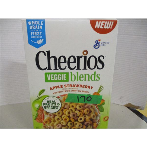 SHELF PULLS (AS IS):  CHEERIOS VEGGIE BLEND APPLE STRAWBERRY CEREAL (300G) - BOX