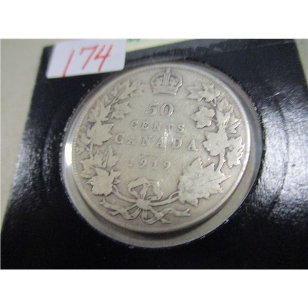 1919 CANADA KING GEORGE V SILVER HALF DOLLAR
