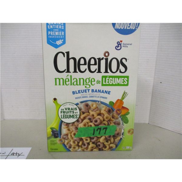SHELF PULLS (AS IS):  CHEERIOS VEGGIE BLEND BLUEBERRY BANANA CEREAL (300G) - BOX