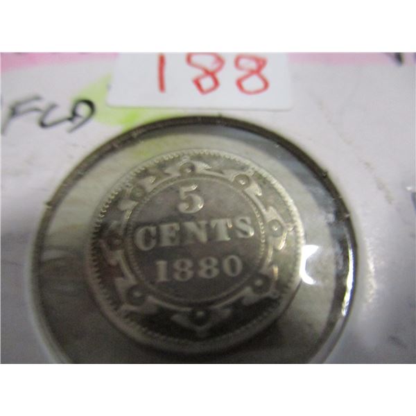 1880 VICTORIAN NEWFOUNDLAND SILVER DIME