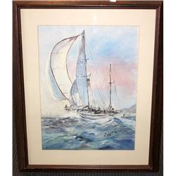 Framed Print of Sailing by S L Hart Framed Print 28 x 35