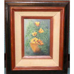 Framed Oil on Canvas of Flowers by Joni Framed Oil on Canvas 11 x 13