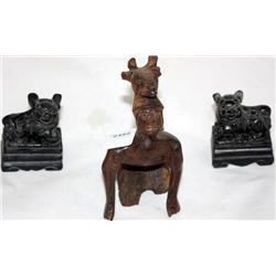 3 Hand Carved Figures