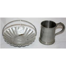 Pewter Mug and Aluminum Basket