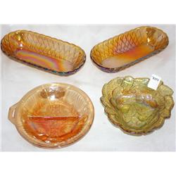 4 Carnival Glass Collectible Dishes