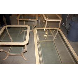 Lot of 4 Matching Glass Top Tables