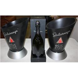 Vintage Dom Perignon Bottle& 2 Ice Buckets