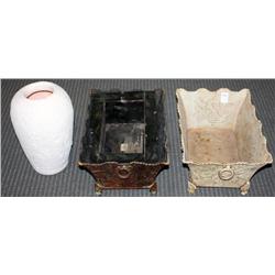 Lot-- 2 Planter Pots and 1 Vase