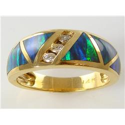Australian Black Opal & Diamond Ladies Ring 14Kt Yellow Gold Retail Value  $8,250