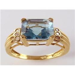 AAA 4Ct Blue Zircon & Diamond Ring 14Kt Yellow Gold Retail Value  $2,650