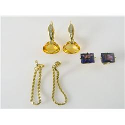 (3) 14kt Gold Citrine Amethyst Earrings Being Sold Times The Money Total Retail $1,755     AAA Ameth