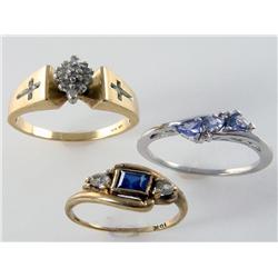 (3) 10kt Gold Diamond Tanzanite Sapphire Rings Being Sold Times The Money Total Retail $4,610     En