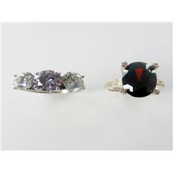 (2) Silver Rings Topaz Garnet Natural Stones Being Sold Times The Money Total Retail $1,355     AAA 