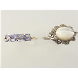 (2) Silver Rings Natural Tanzanite Quartz Cats eye Being Sold Times The Money Total Retail $840     
