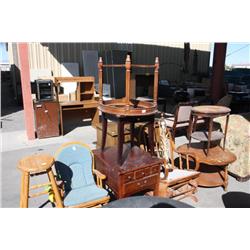 Lot of 4 Small Tables, 2 Rocking Chairs & a Stool