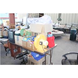 Table Lot of Misc Small T.V. w/ Remote, Video Tapes