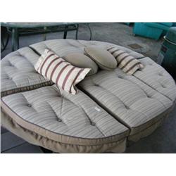 Outdoor Futon with Umbrella Overhang