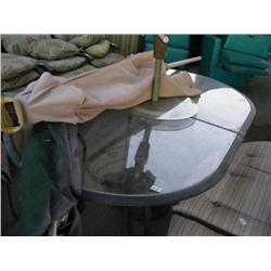 Glass Outdoor Table with Umbrella