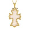 Image 7 : Gurhan 23K Yellow Gold Carved Rose Quartz & Diamond Cross Pendant w/ Cable Chain