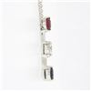 Image 4 : 18k White Gold 1.38 ctw Round Prong Ruby Diamond Sapphire Bar Pendant & 14k Chai