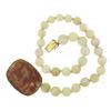 Image 4 : Vintage 14k Gold Gia Jade Bead Necklace w/ Matching Dangle Clip On Earrings Set
