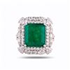 Image 1 : 9.48 ctw Emerald and 1.77 ctw Diamond Platinum Ring
