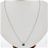 Image 1 : New 14K White Gold Rectangular Cut Prong Blue Zircon Solitaire Pendant & Chain