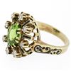 Image 4 : Vintage 14K Yellow Gold 2.43 ctw Oval Peridot Diamond & Black Enamel Halo Ring