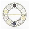 Image 1 : Antique Belle Epoque Platinum Multi Color Pearl Diamond Wreath Circle Pin Brooch