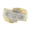 Image 5 : Men's Retro 14k Two Tone Gold 0.25 ctw Old Cut Pave Diamond Bypass Band Ring
