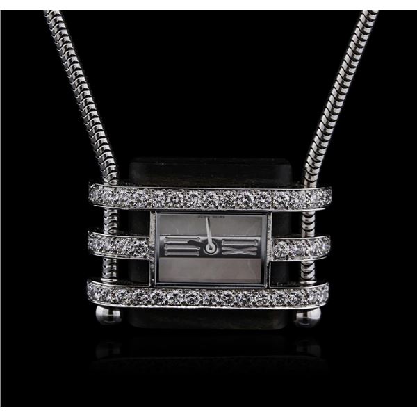 Van Cleef & Arpels 18KT White Gold Diamond Watch Chain Necklace