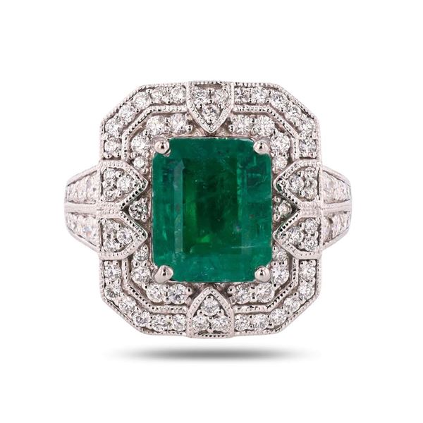 3.92 ctw Emerald and 0.85 ctw Diamond Platinum Ring (GIA CERTIFIED)