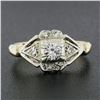 Image 1 : Vintage Keepsake 14k Two Tone Gold 0.36 ctw Diamond Open Work Geometric Ring