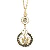 Image 7 : Antique Gold 0.14 ctw Diamond Open Work Floral Drop Dangle Lavalier Pendant