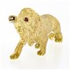 Image 5 : Vintage 18K Yellow Gold Detailed Textured Standing Lion w/ Ruby Eye Brooch Pin