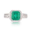 Image 2 : 1.59 ctw Emerald and 0.39 ctw Diamond Platinum Ring