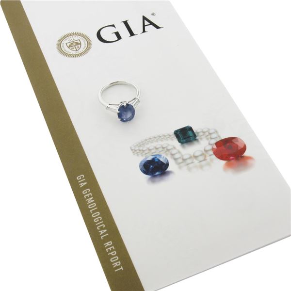 Vintage 14K Gold Burma No Heat 4.56 ctw GIA Oval Blue Sapphire & Diamond Ring