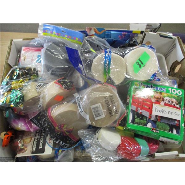 BOX C/W CRAFT SUPPLIES & MISC ITEMS