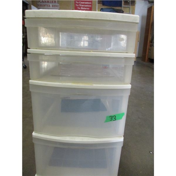 4 DRAWER PLASTIC CABINET ON WHEELS
