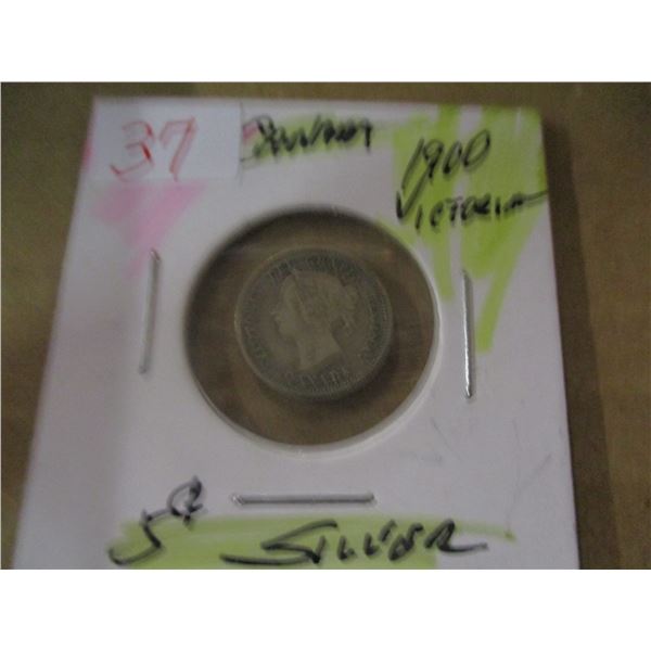 1900 CANADA VICTORIAN SILVER FIVE CENT