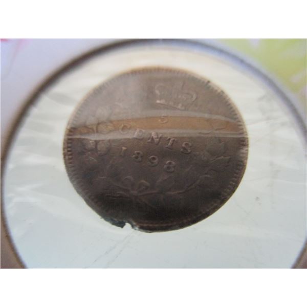 1898 CANADA VICTORIAN SILVER FIVE CENT