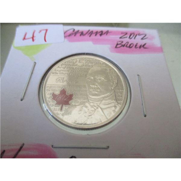 2012 PROOF BROCK CANADA MAPLE LEAF QUARTER
