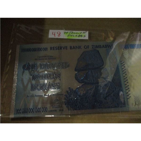 100 TRILLION DOLLAR BANK OF ZIMBABWE BANK NOTE