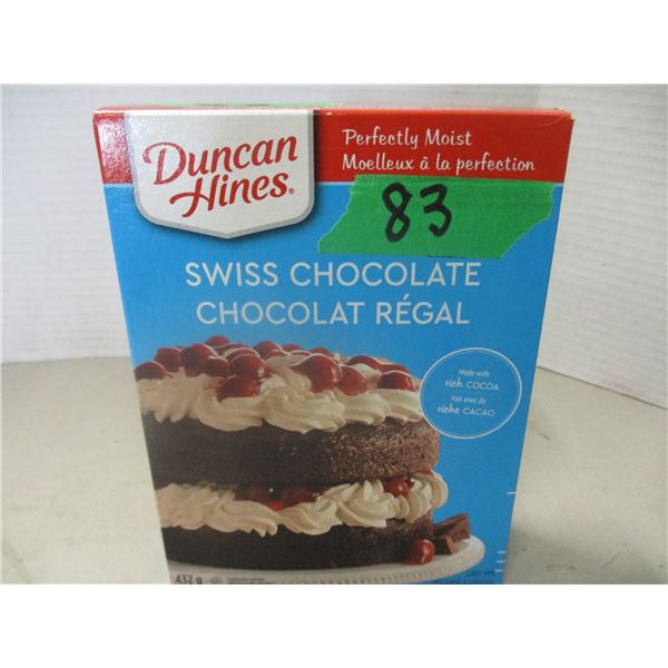 SHELF PULLS (AS IS):  DUNCAN HINES SWISS CHOCOLATE CAKE MIX - BOX