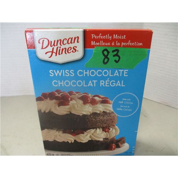 SHELF PULLS (AS IS):  DUNCAN HINES SWISS CHOCOLATE CAKE MIX - BOX