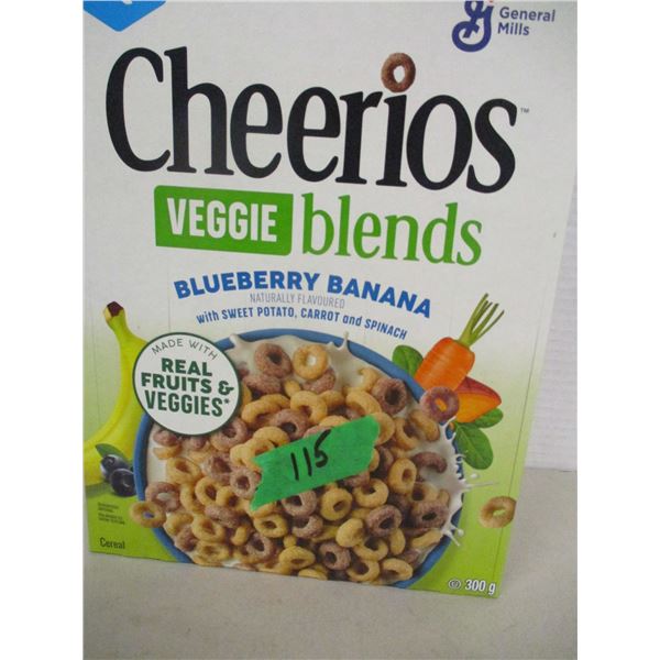 SHELF PULLS (AS IS):  CHEERIOS VEGGIE BLEND BLUEBERRY BANANA CEREAL (300G) - BOX
